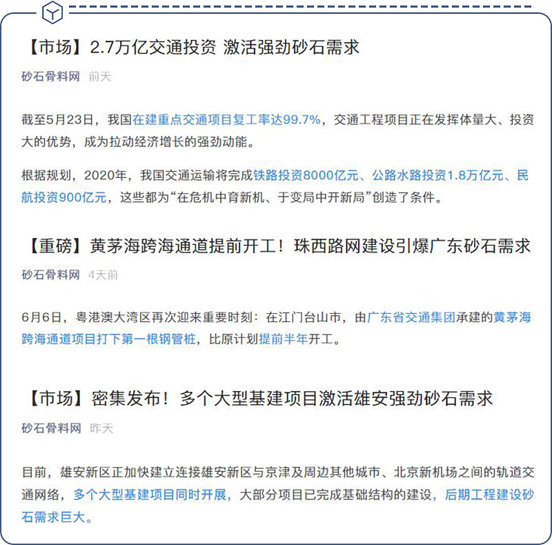 砂石需求新闻